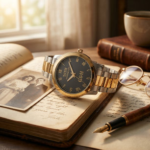Montre Élégant Monogramme Or 50ème Anniversaire de Mariag