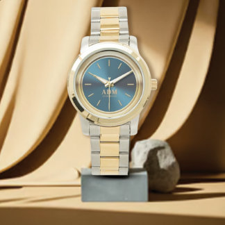 Montre Elégant Monogramme Or Blue Metallic Watch