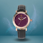 Montre Élégant Monogramme Or Bourgogne Moderne<br><div class="desc">Elégante Monographie Or Bourgogne. Le design or et le monogramme apporte une touche élégante à la montre. Personnalisez en ajoutant votre nom et votre initiale. Idéal comme cadeau personnalisé pour la famille et les amis.</div>