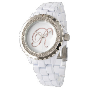 Montre Élégant Monogramme R Rose Gold