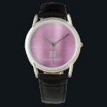 Montre Élégant Monogramme rose brossé Métallique<br><div class="desc">Monosurveillance métallique brossée Monographique Élégante Personnalisée.</div>
