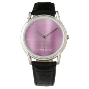 Montre Élégant Monogramme rose brossé Métallique