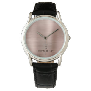 Montre Élégant Monogramme Rose Or brossé métal