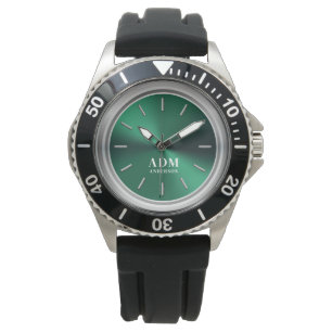 Montre Élégant Monogramme Vert Brossé Metallic Watch