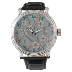 Montre Élégant Motif Fleur rose Douce Fleur Fleur de Ceri