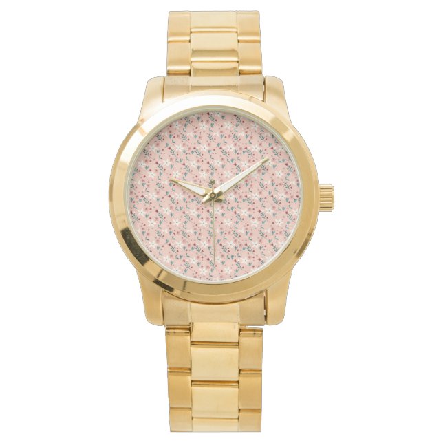 Montre Élégant Motif rose froral (devant)