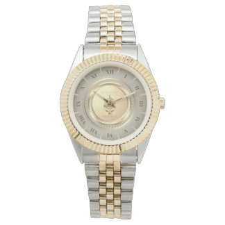 Montre Élégant Or & Argent Classique Numéral Romain Perso