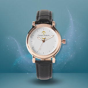 Montre Élégant or Monogramme gris moderne