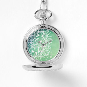 Montre Elégant Ornate Zen Mandala Rosette Tons verts
