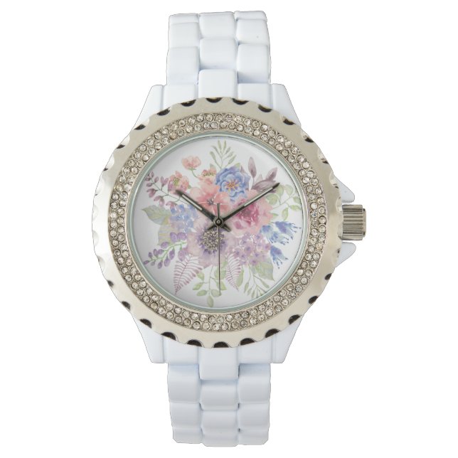 Montre Elégant Pastel Aquarelle Floral Watch (devant)