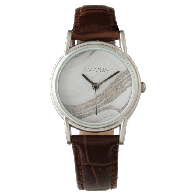 Montre Élégant Porte en marbre or pâle Abstrait (devant)