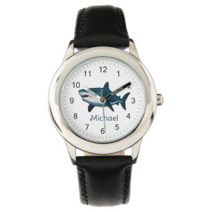 Montre Elégant requin bleu et blanc Personnalisé