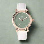 Montre Élégant Sage Green Brandé Entreprise Logo Texte<br><div class="desc">Cette montre sophistiquée présente un design vert sage avec le logo de votre entreprise élégamment affiché. C'est un accessoire intemporel qui allie style et identité d'entreprise,  le rendant parfait pour améliorer la présence de votre marque et faire une impression durable.</div>
