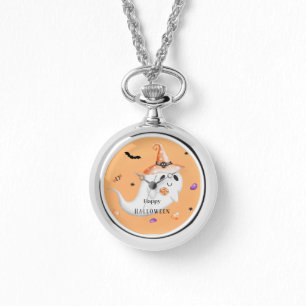 Montre Élégant Snoopy Minimaliste : Joyeux Halloween rose