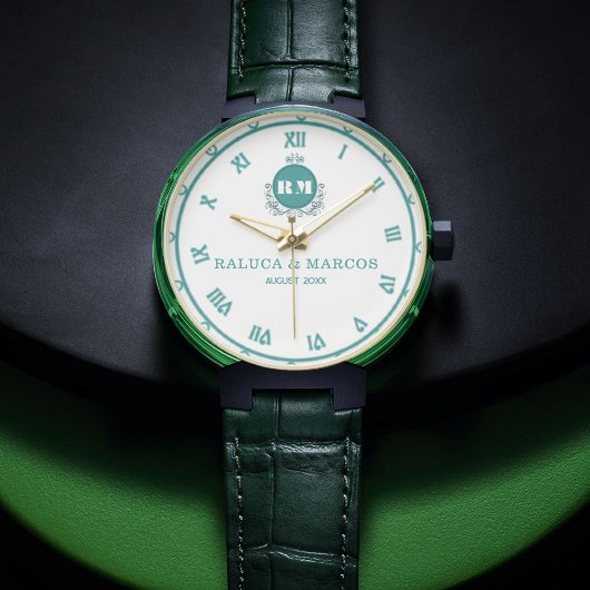 Montre Elegant Vintage Floral Initials Wristwatch for Cou