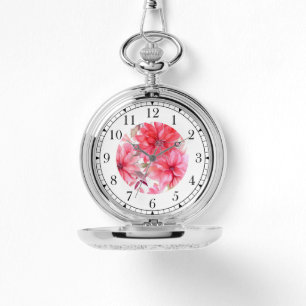 Montre Elégante Aquarelle rose Floral Chic Womans élégant