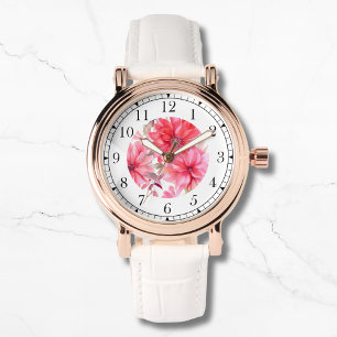 Montre Elégante Aquarelle rose Floral Chic Womans élégant