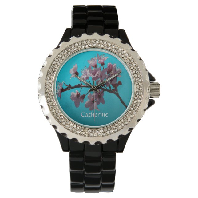 Montre "Élégante floraison de cerisiers peints sur le cie (devant)