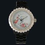 Montre Elégante grue asiatique et l'art en fleurs<br><div class="desc">Grue assez complexe et fleurs peinture asiatique.</div>