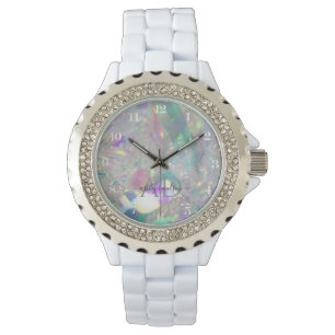Montre Élégante Iridescente Monographie en strass