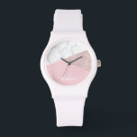 Montre Elégante parties scintillant en or rose blanc marb<br><div class="desc">Elégante et élégante parties scintillant d'or géométrique faux rose,  marbre blanc et bloc de couleur rose.</div>