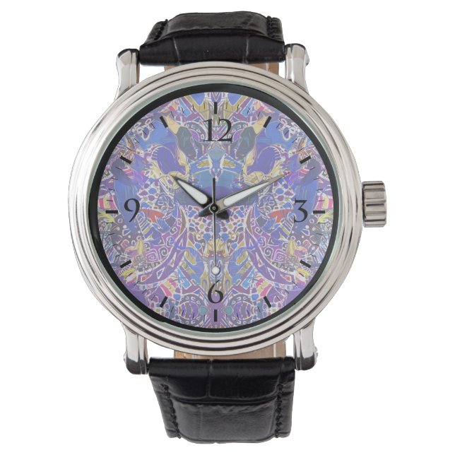 Montre Éléments abstraits bleus mignons coussin décoratif (devant)