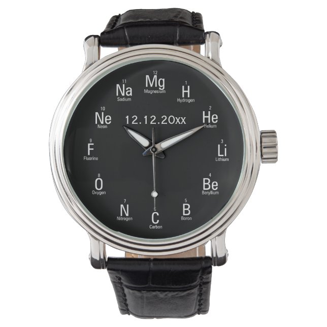 Montre Éléments chimiques Fun Nerdy (avec date) (devant)