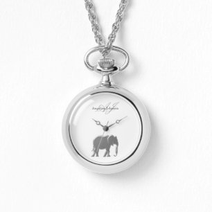 Montre Eléphant Argent Élégant Monogramme Classic Personn