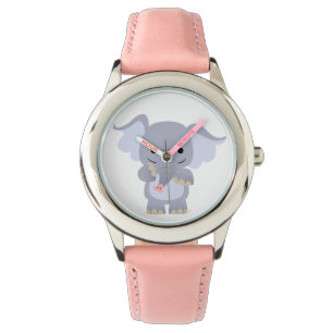 Montre éléphant de dessin animé heureuse mignonne