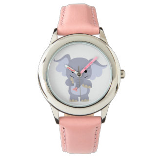 Montre éléphant de dessin animé heureuse mignonne