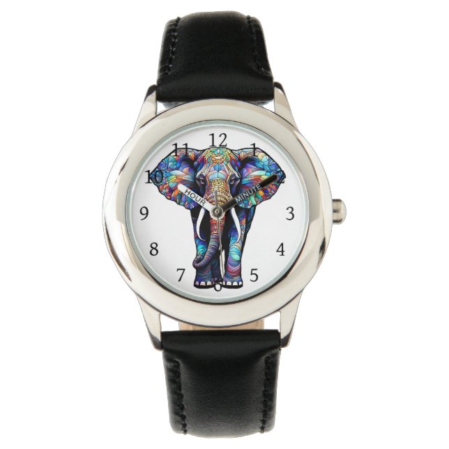 Montre Eléphant en verre à plusieurs couleurs 3 (devant)