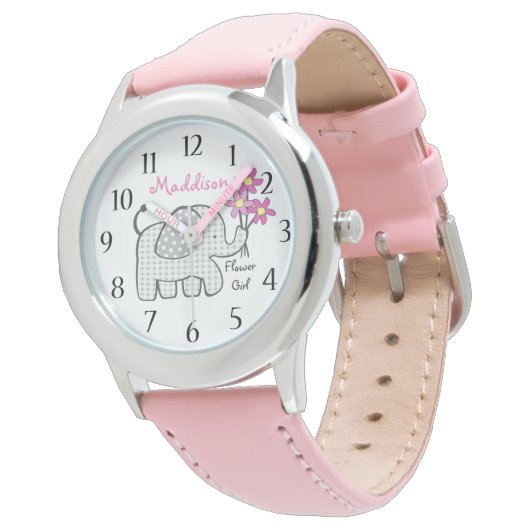 Montre Eléphant En vichy Fleur Girl (Incliné)
