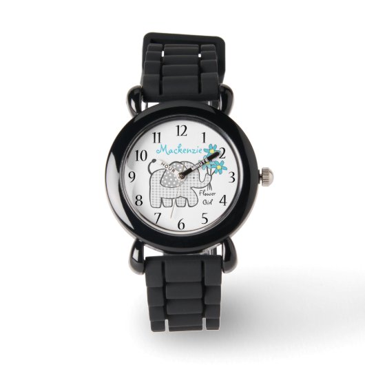 Montre Eléphant En vichy Fleur Girl (Recto)