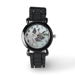 Montre Elkhound norvégien à la peinture de village - Chie