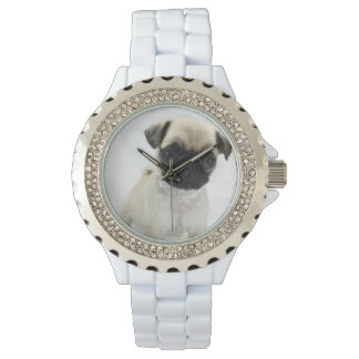 Montre Émail blanc en pierre de fer personnalisé