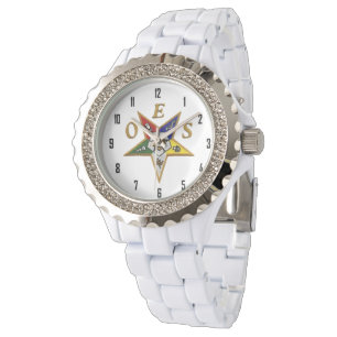 Montre Émail de blanc de la fausse pierre des femmes
