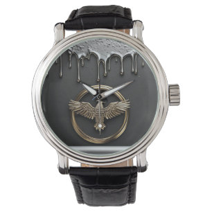 Montre Emblème d'aigle doré aux ailes déployées