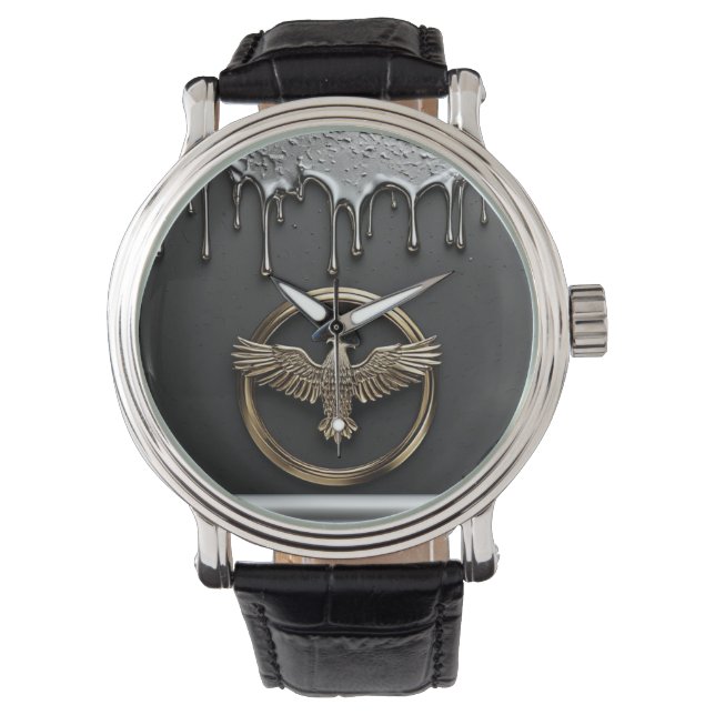 Montre Emblème d'aigle doré aux ailes déployées (devant)