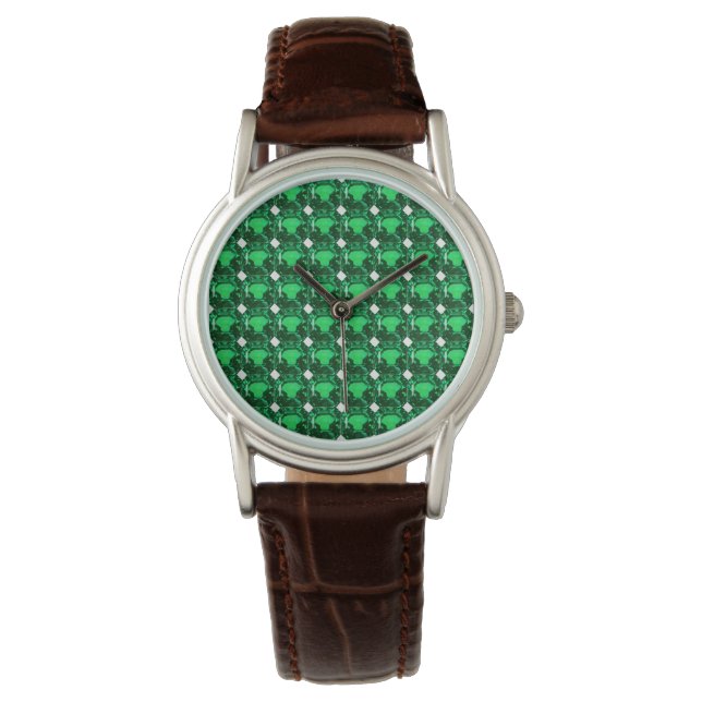 Montre Émeraude Motif verte (devant)