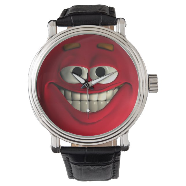 Montre Emoticône Rouge Avec Dents Blancs (devant)