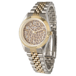 Montre empreinte de léopard Ajouter Votre Nom Wrist Watc