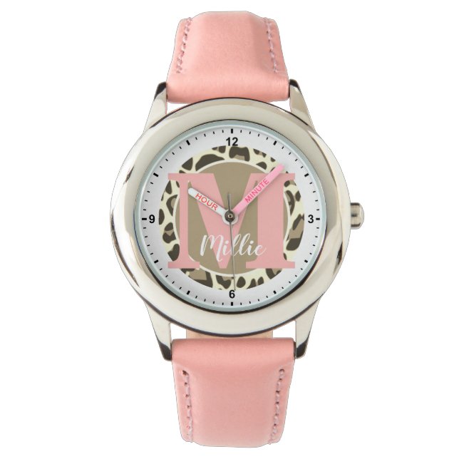 Montre Empreinte de léopard  Rockabilly Motif Monogramme (devant)