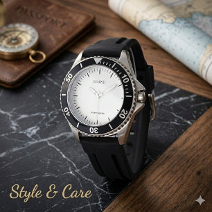 Montre en acier inoxydable noir personnalisée pour