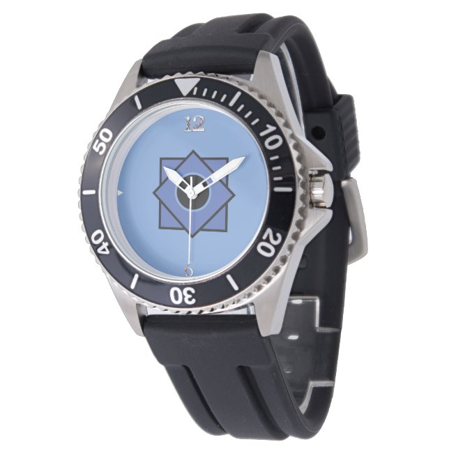 Montre en caoutchouc noir (Incliné)