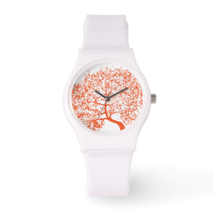 Montre en chêne orange