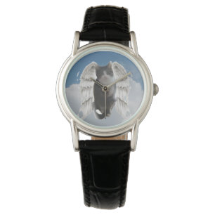Montre en cuir noir classique féminin Boo Angel