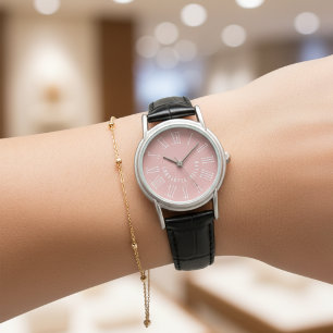 Montre en cuir personnalisée avec nom, cadeau pour