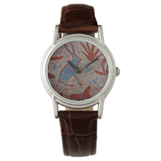 Montre en cuir pour dames lièvre et papillon