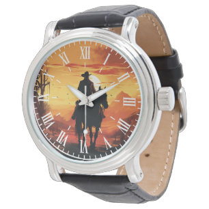 Montre en cuir pour hommes avec chiffres romains e