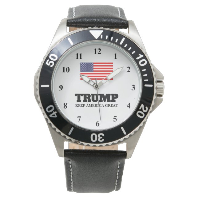 Montre en cuir Trump Keep America Great (devant)